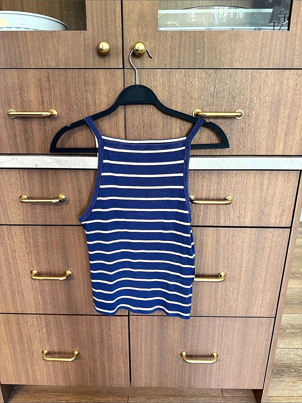 Free People Mia ribbed Blue & White Striped Tank Top